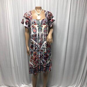 b friends Dress Womens Size Small Stretchy Floral Open Back Knee Length Shift